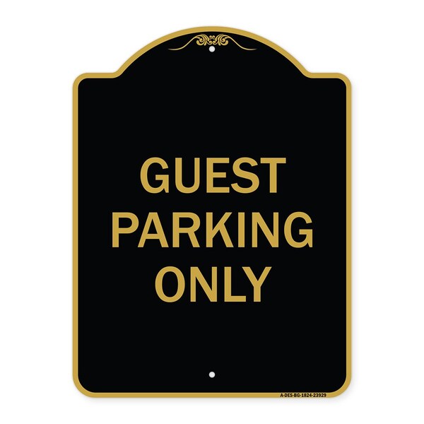 Signmission Designer Series Sign-Guest Parking Only, Black & Gold Aluminum Sign, 18" x 24", BG-1824-23929 A-DES-BG-1824-23929 - main